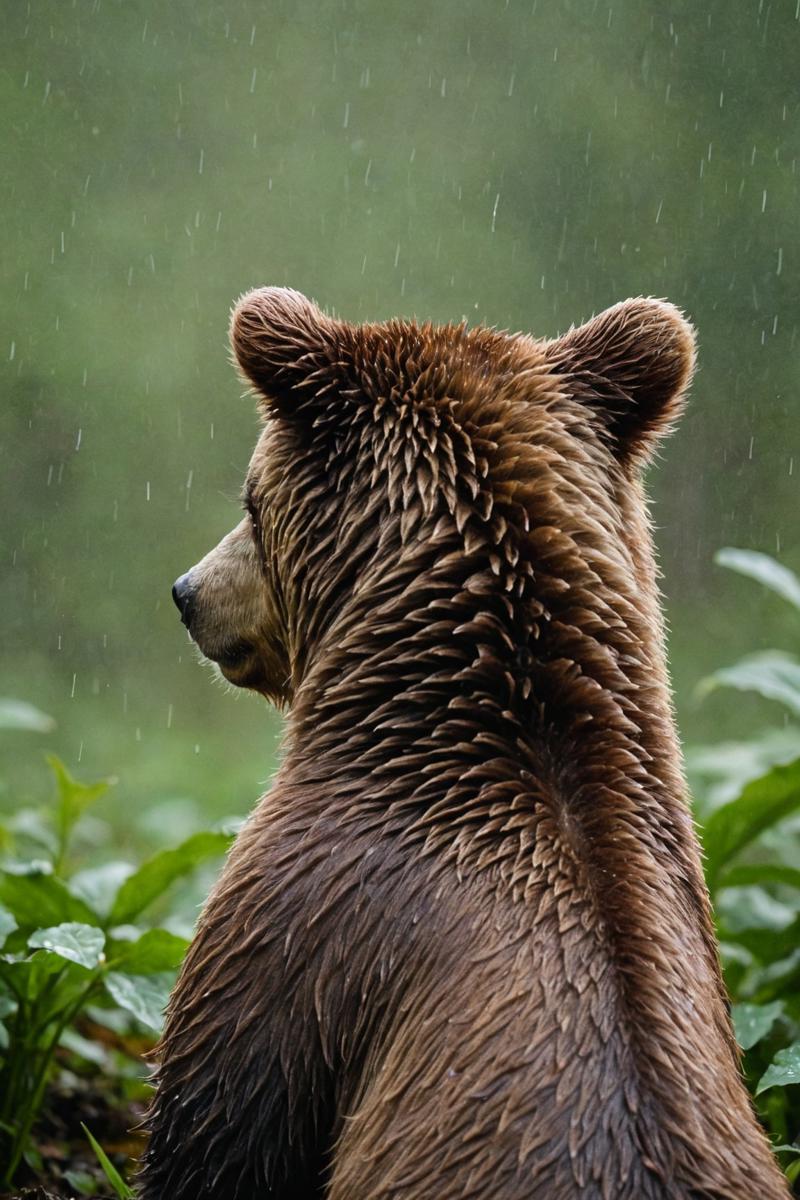 45022-2609320691-(vivid vibrant green color_1.3), The image showcases a brown animal, possibly a bear, viewed from its back. The setting appears.jpg